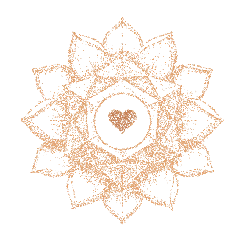 The Sound Medicine Maui lotus-and-heart logo formed from sand.